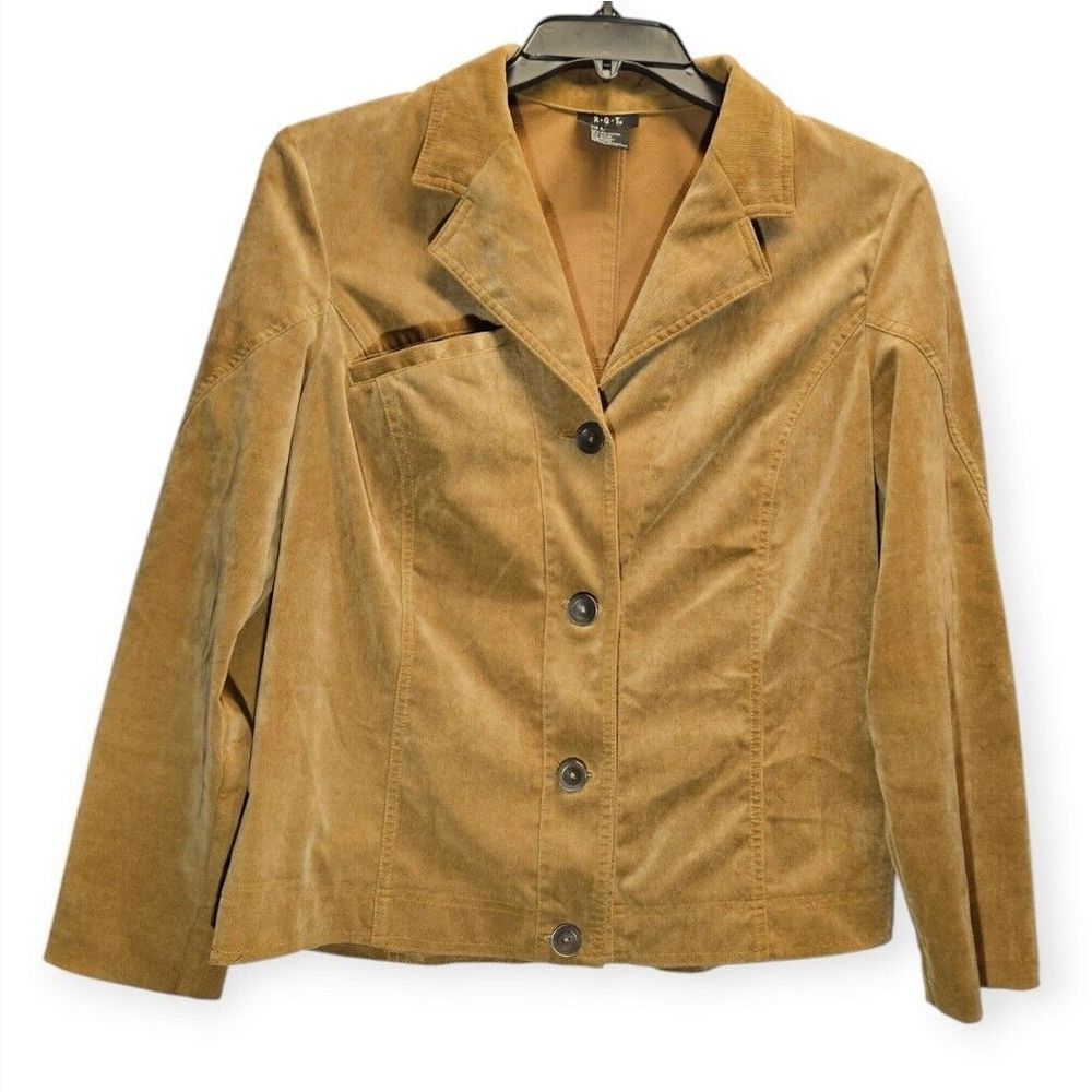 RQT Blazer Jacket Size Large Brown Corduroy Career Business Classic‎ Pocket